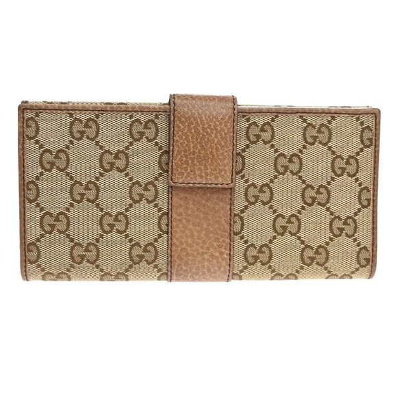 GUCCI Logo GG Pattern Long Wallet Canvas Leather Brown SHW 68EF217 - Picture 3 of 16